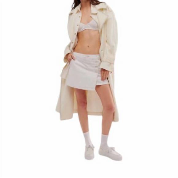 NEW FREE PEOPLE wynne denim skirt in bright white - Picture 2 of 3